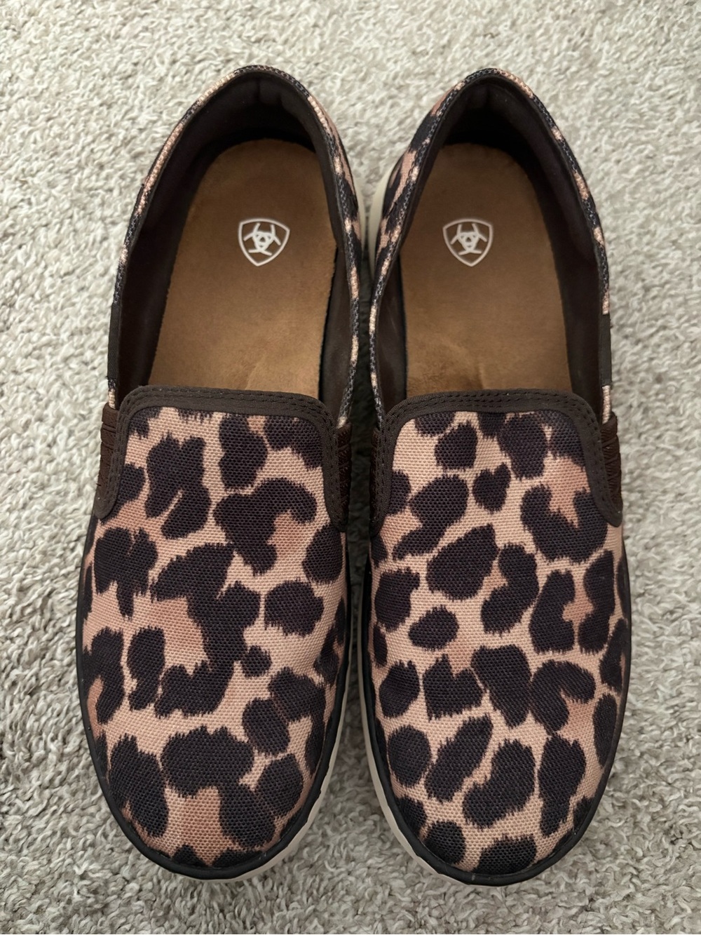 Ariat Leopard-Print Slip-On Sneakers — Brown and Pink Size 10